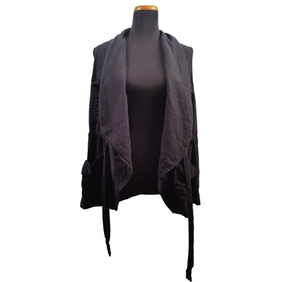 Baccini Women's Black Linen Blend Vest Jacket Size XL - Picture 2 of 5